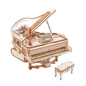 ROKR Piano 3D puzzle front view, a stylish desk decor piece.