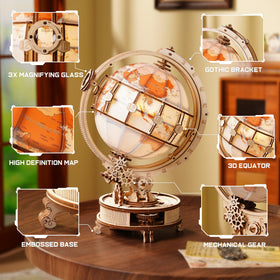 ROKR globe gears rotate smoothly with easy manual guidance.