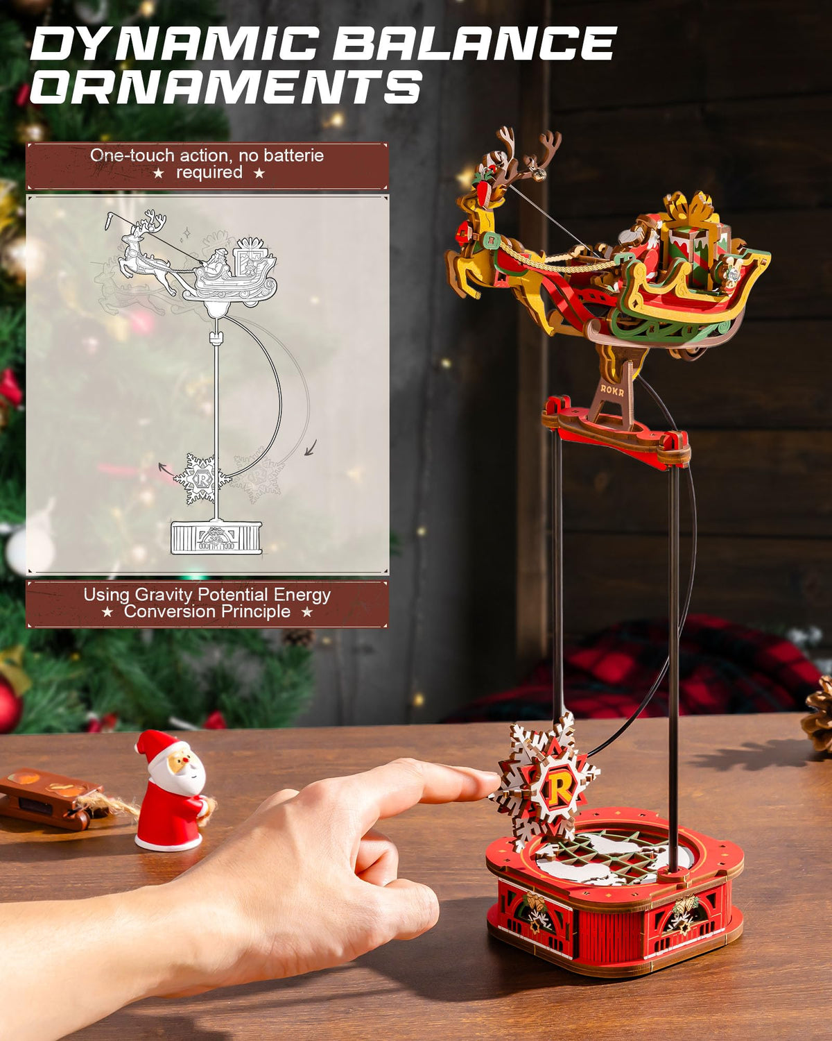 ROKR reindeer with gifts adds nostalgic charm and a kinetic display.