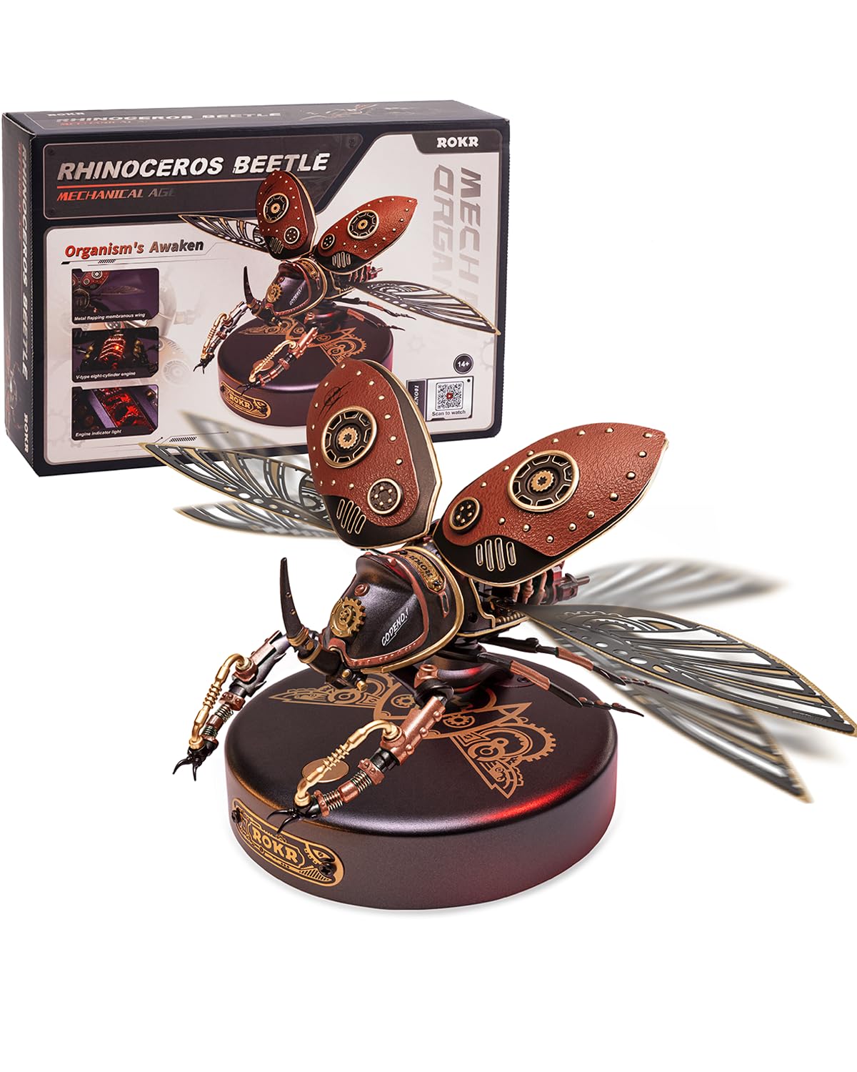 ROKR Rhinoceros Beetle 3D puzzle on desk display for focus and conversation