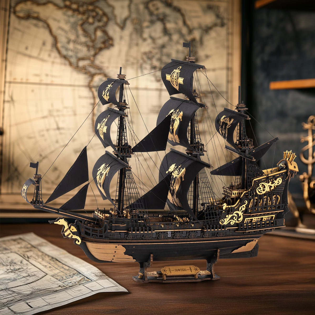 ROKR Seahorse Barque no-glue assembly with eco-friendly plywood pieces.