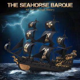 ROKR Seahorse Barque rotating rudder enhances realistic sailing details in display.