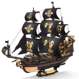 ROKR Seahorse Barque wooden puzzle hull detail ideal for display