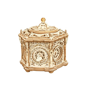 ROKR Secret Garden music box hexagon engraving adds vintage charm to any desk.
