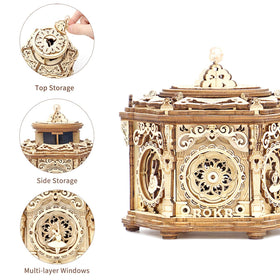 ROKR Secret Garden music box hidden storage reveals discreet jewelry compartment.