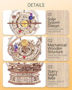 ROKR Starry Night Music Box laser-cut plywood pieces ensure clean interlocks