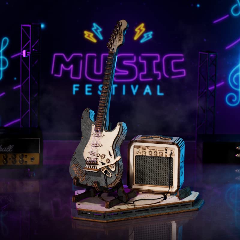 ROKR wooden musical instrument model showcases craftsmanship and decorative appeal.