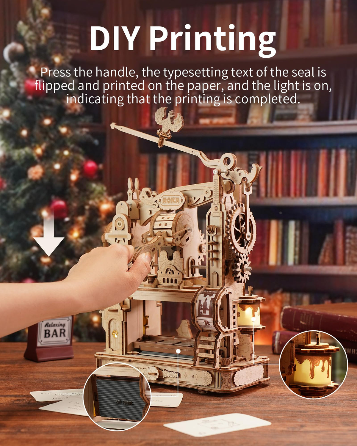 ROKR wooden puzzle kit components laid out for easy assembly and planning