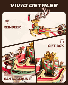 ROKR wooden puzzle model kit invites creative assembly of a classic Christmas scene.