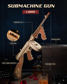 ROKR wooden shooter drum magazine demonstrates detachable design for authentic reload practice.
