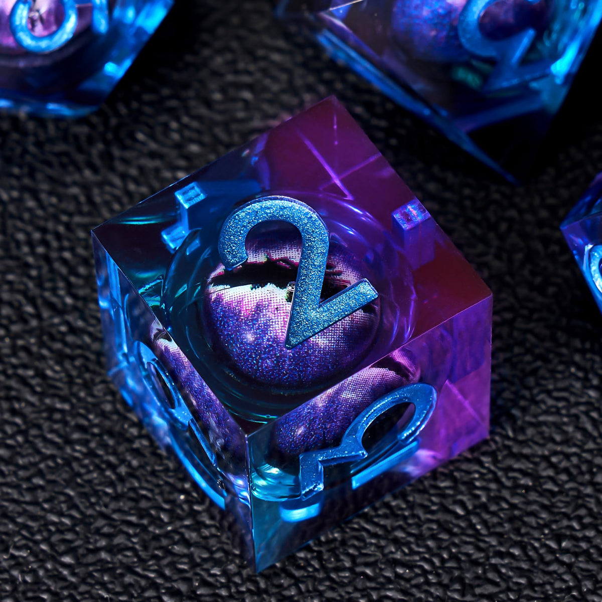 Role Dice Beholder's Dragon Eye dice close-up, sharp edges for smooth rolling.