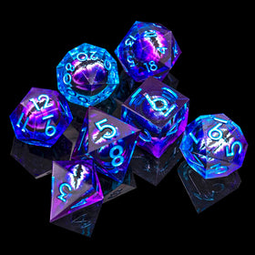 Role Dice seven-piece set, detailed numbers on each die.