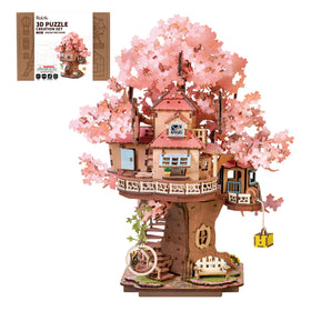 Rolife 3D puzzle cherry blossom bonsai tree, perfect for home decor and mindful assembly.
