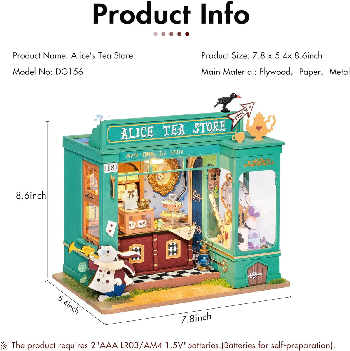 Rolife Alice's Tea Store paint and design guide helps personalize colors