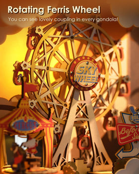 Rolife bear on monocycle detail adds playful charm to display.