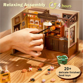 Rolife Becka's Bakery diorama cabinets and tools highlighting customization options