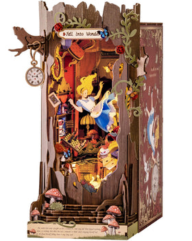 Rolife Book Nook Kit cover with whimsical forest scene for cozy reading corners.