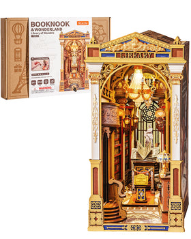Rolife Book Nook Library of Wonders kit packaging for easy setup