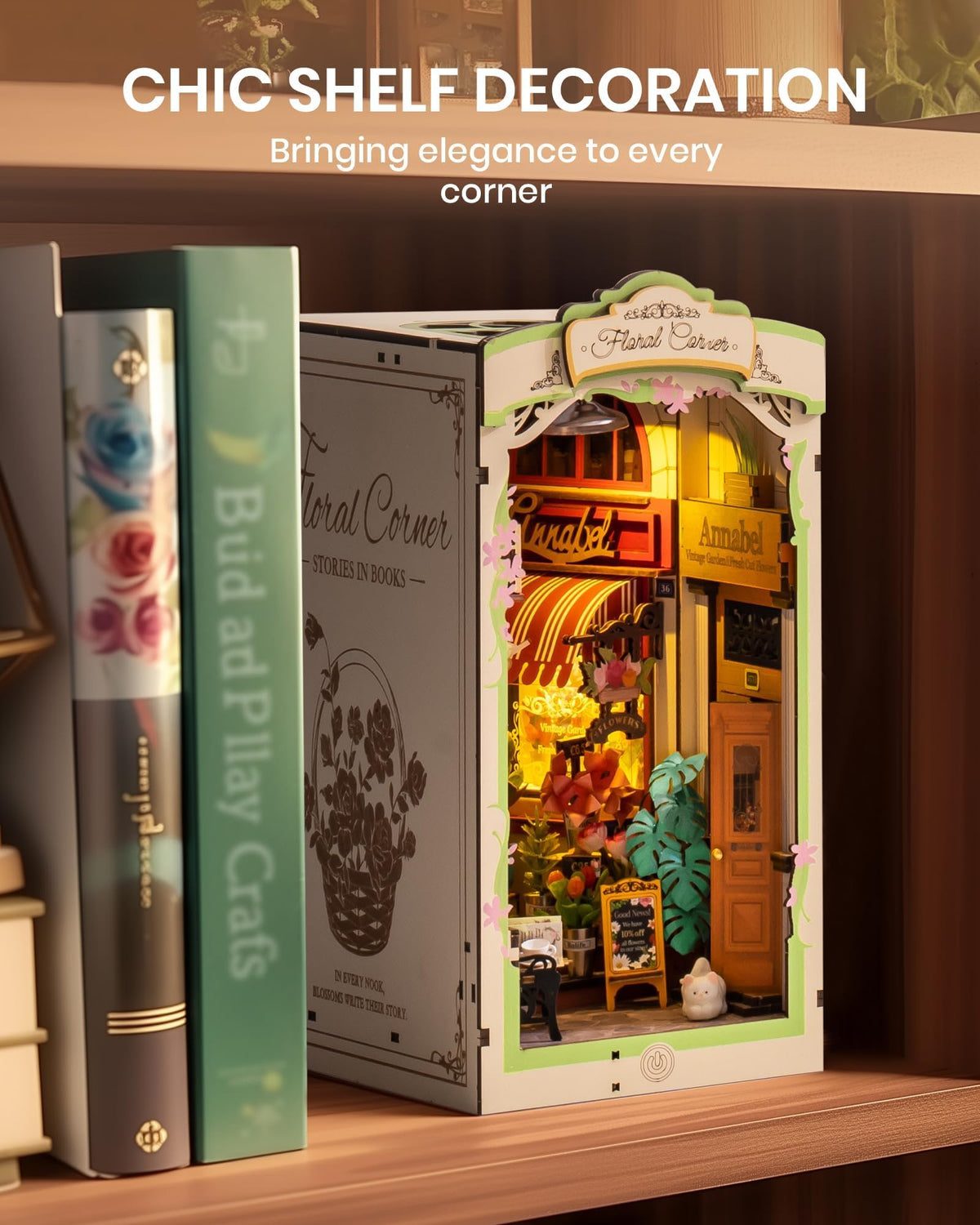 Rolife DIY Booknook snap-fit wooden puzzle offers glue-free assembly
