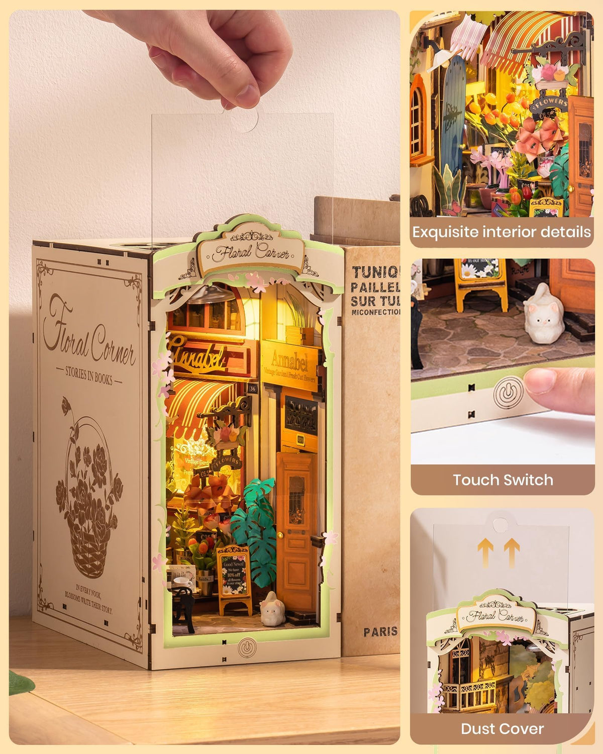Rolife Dust Cover protects delicate diorama details on display