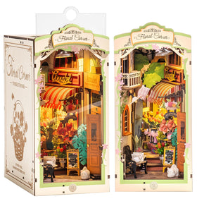 Rolife Booknook Flower Shop LED scene adds romantic ambiance to your shelf