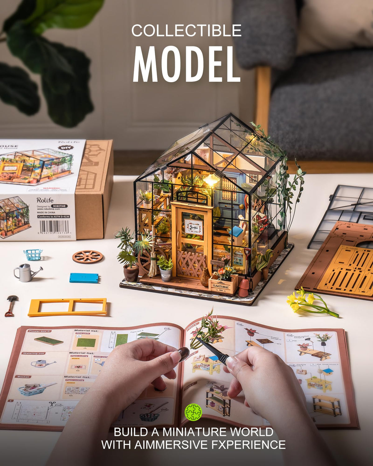 Rolife Cathy’s Greenhouse tabletop decor for stylish living spaces.