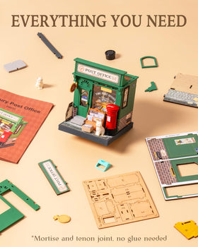 Rolife Century Post Office kit authentic-detail closeup reinforces historical ambiance