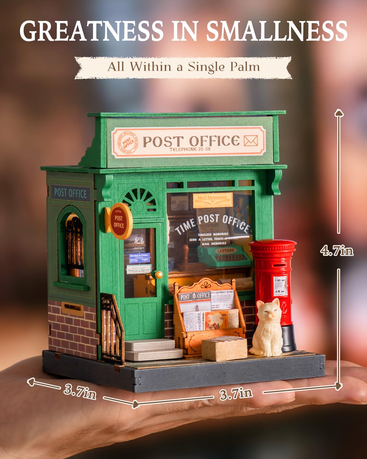Rolife Century Post Office kit window trims highlighting delicate architectural features
