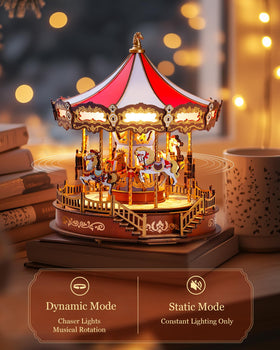 Rolife chaser lights music box adds twinkling ambience to any room.