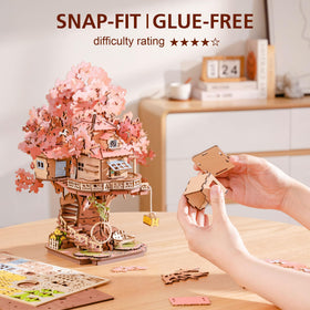 Rolife 3D puzzle sakura tree detail, lifelike centerpiece idea for living rooms.