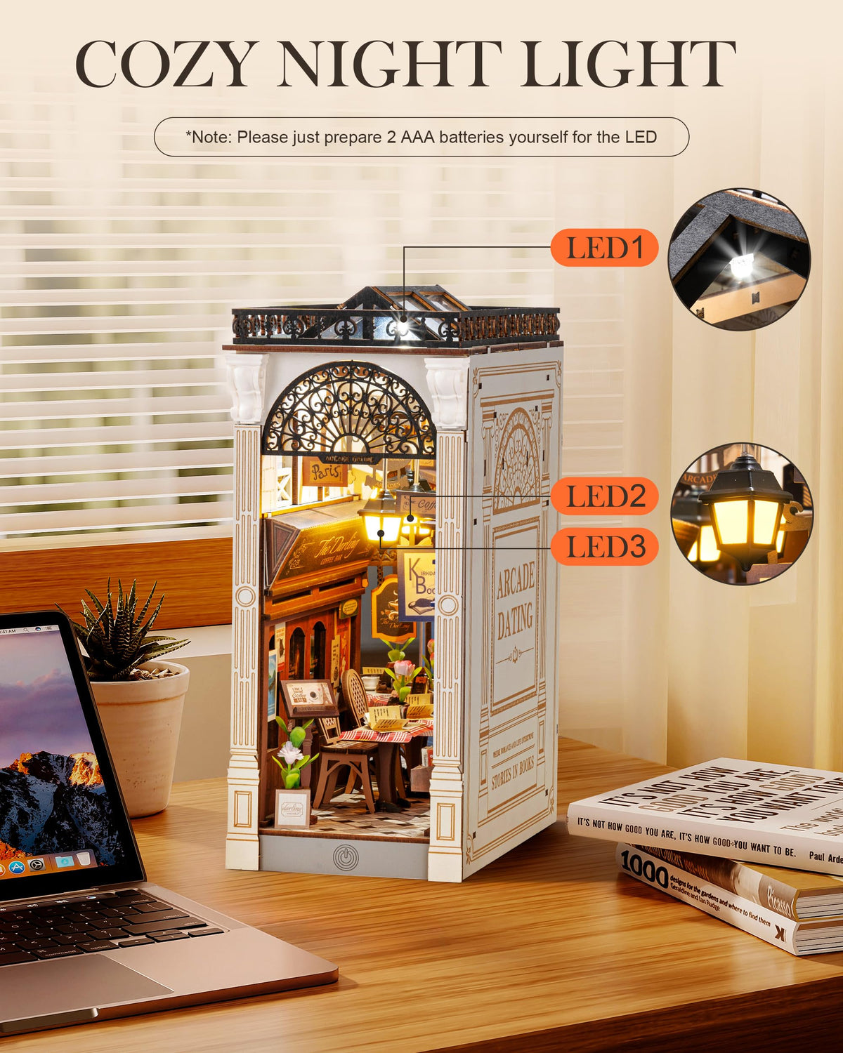 Rolife DIY Book Nook Roman columns enhance architectural detail on your shelf.