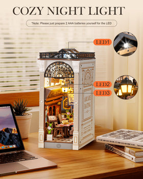 Rolife DIY Book Nook Roman columns enhance architectural detail on your shelf.