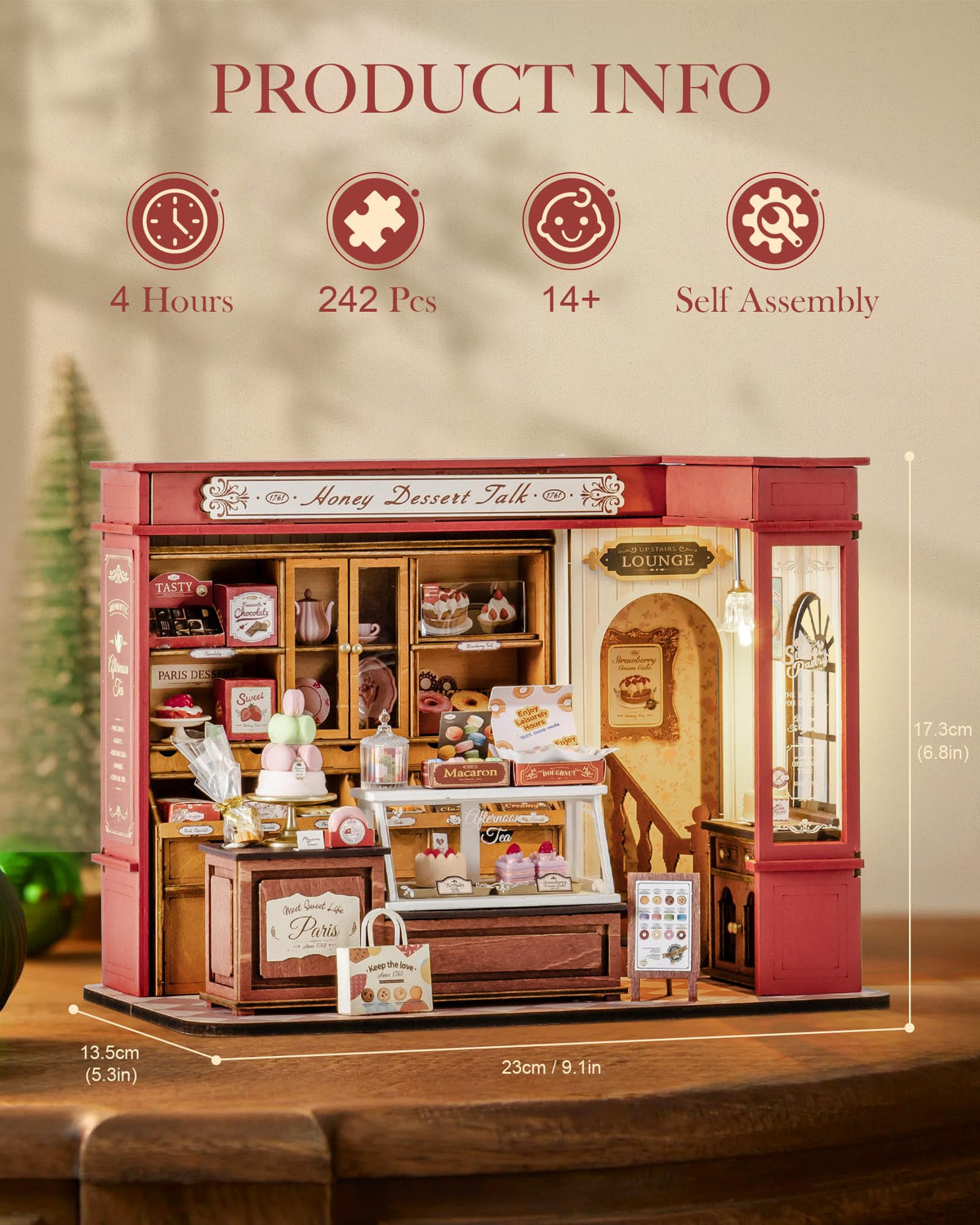 Rolife DIY Dollhouse close-up of wooden pieces showcasing craftsmanship.