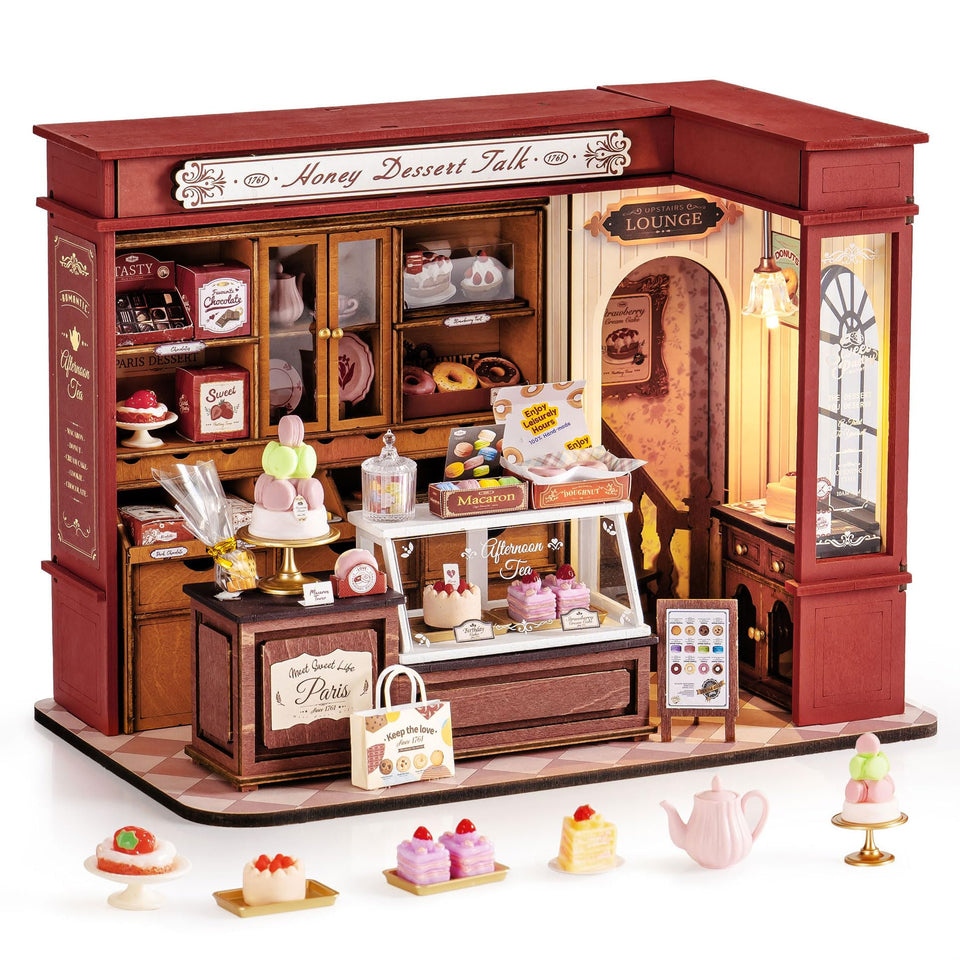 Rolife DIY Dollhouse vintage patisserie interior for elegant home decor.