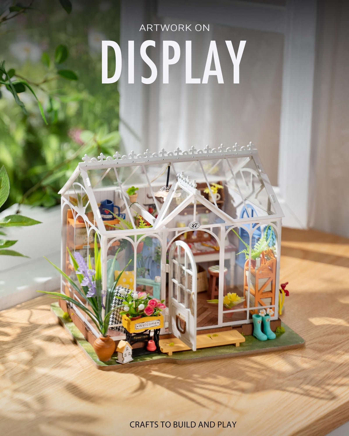 Rolife DIY Mini Greenhouse desk scene as a cozy decor focal point.