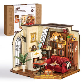 Rolife DIY miniature house kit living room detail for an elegant, cozy display.