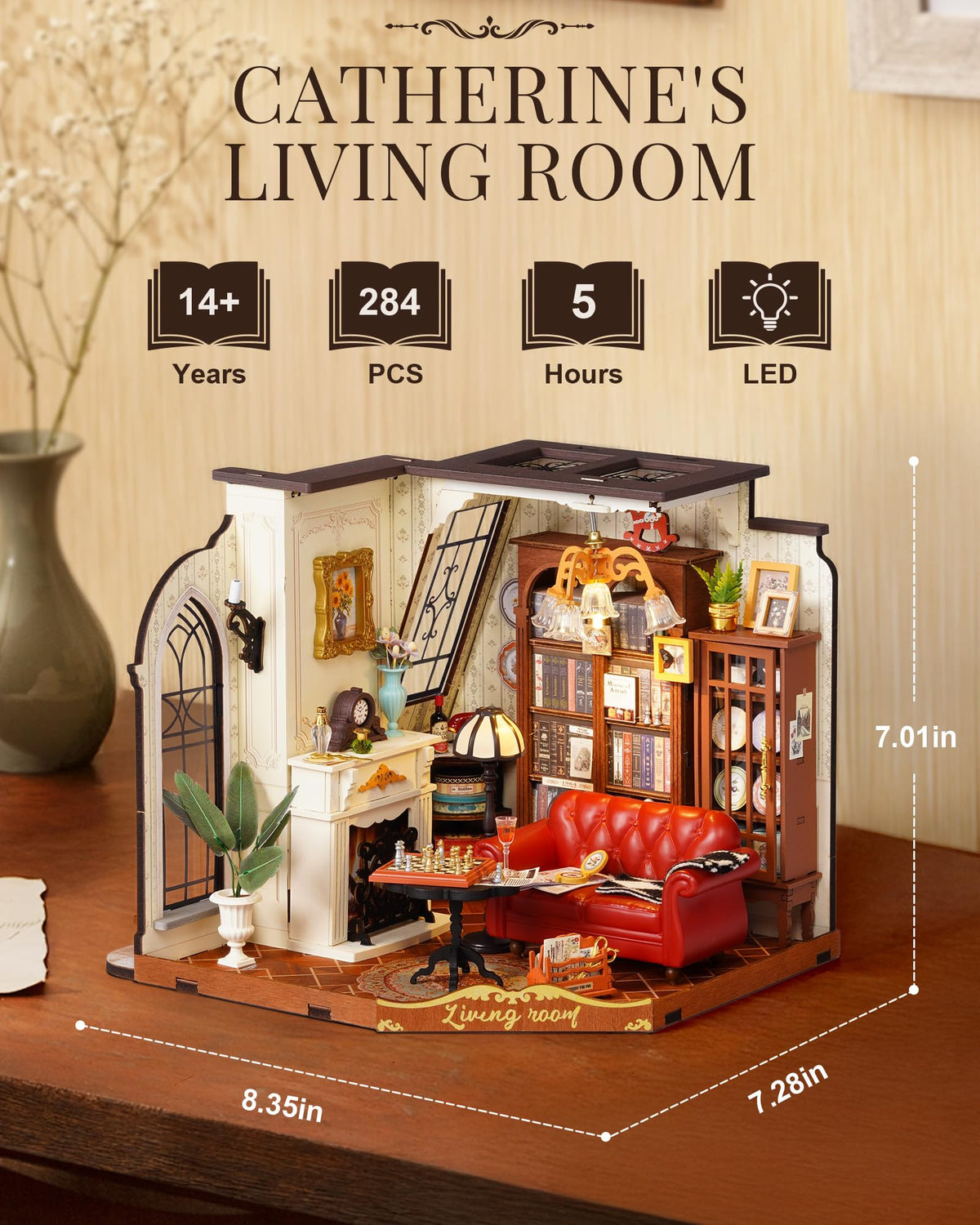 Rolife Diy miniature house kit open front view shows accessible assembly.