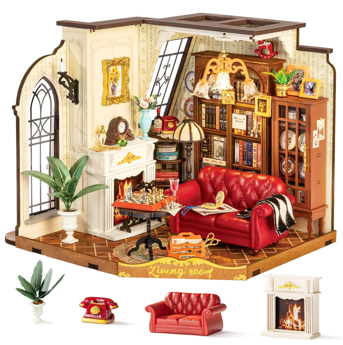 Rolife Victorian parlor fireplace detail highlights 19th-century charm for your display shelf