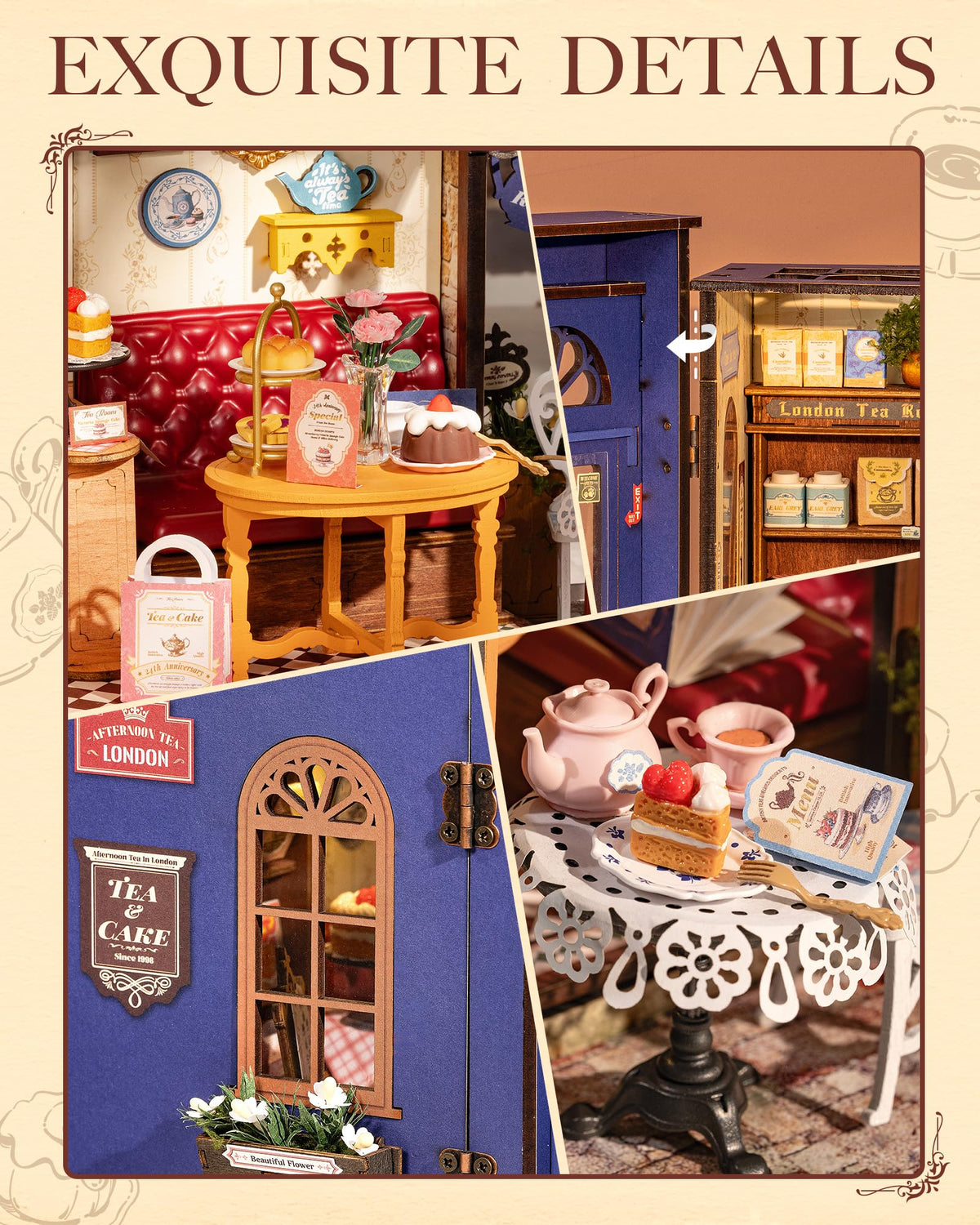 Rolife dollhouse hollow roof adds architectural charm to your shelf