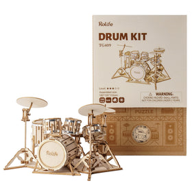 Rolife drum kit assembled model ready for display on your desk