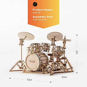 Rolife drum kit desk decor idea adds a touch of craftsmanship to your space