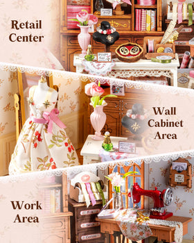 Rolife Elsa's Tailoring vintage décor adds nostalgic character to the scene.