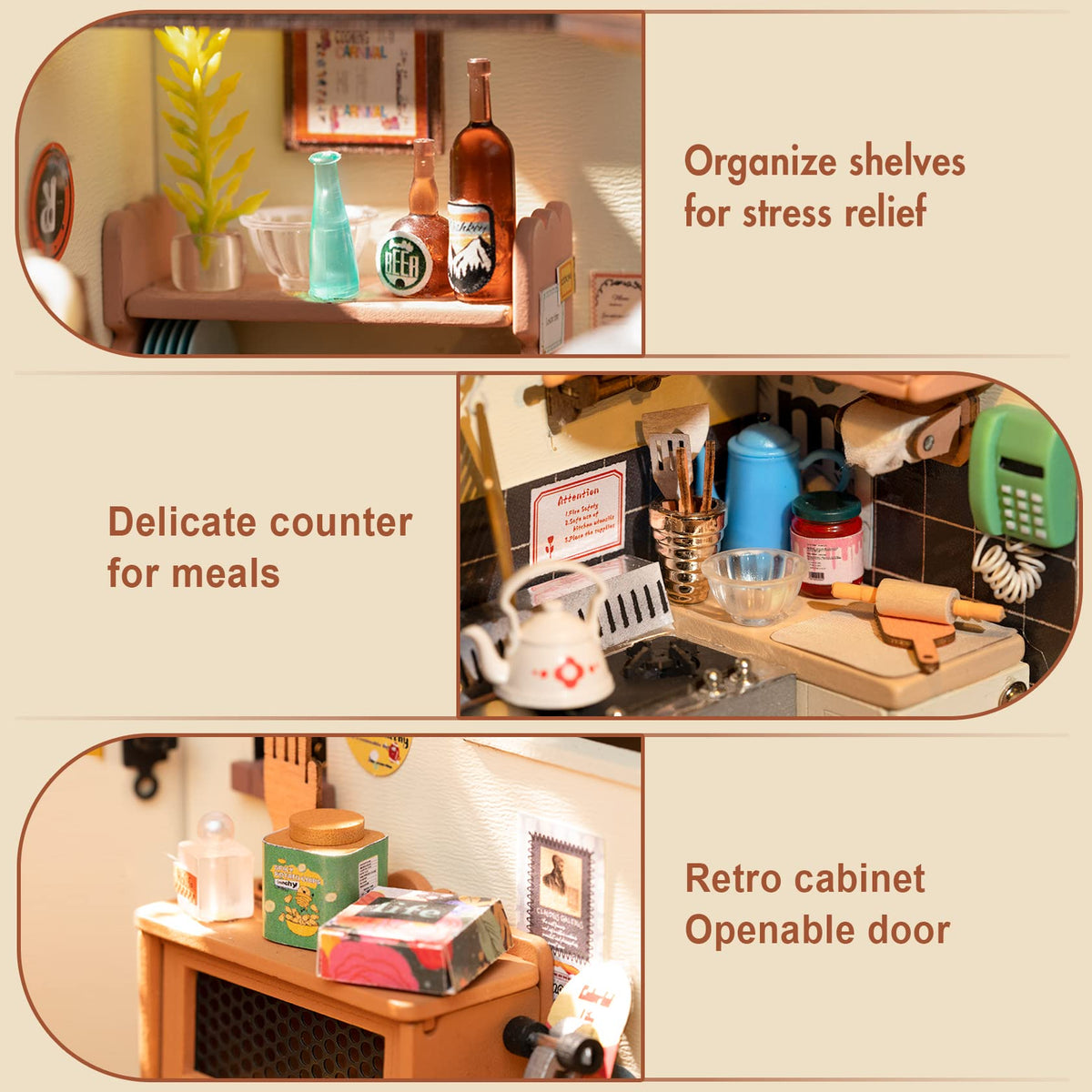 Rolife furniture collection adds cozy, functional touches to tiny models.
