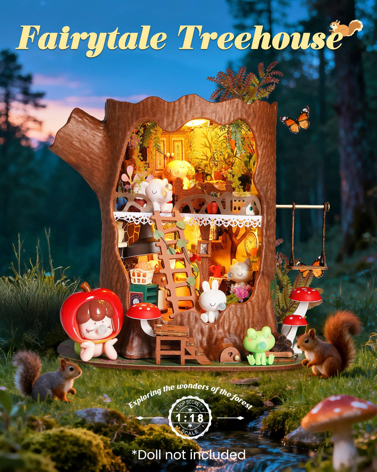 Rolife tree house kit moss roof adds tactile realism to decor