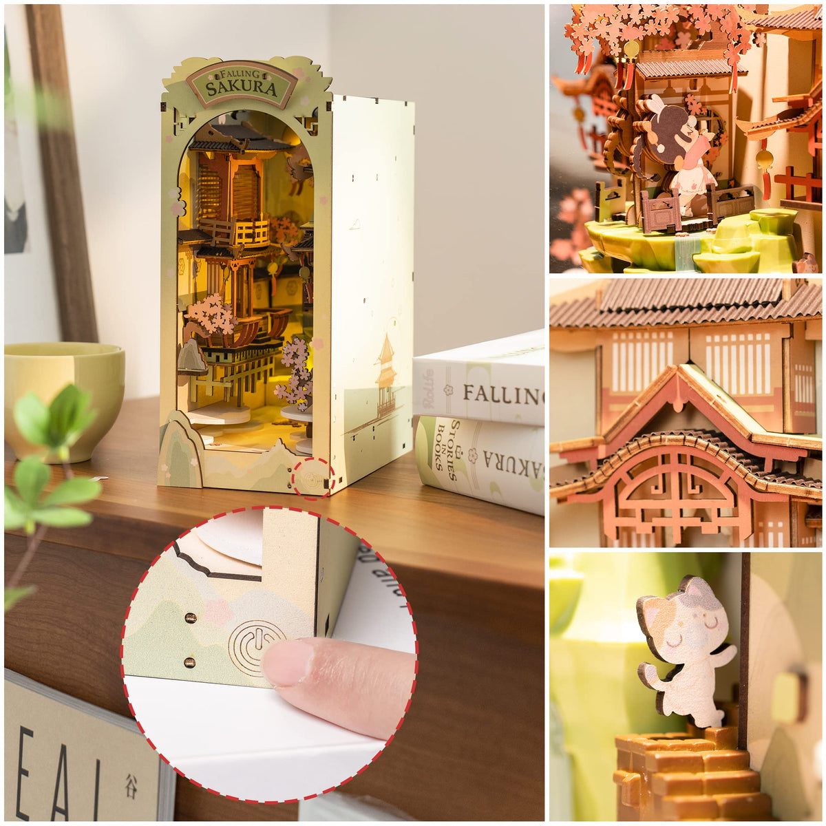 Rolife Falling Sakura DIY kit during assembly session for mindful crafting