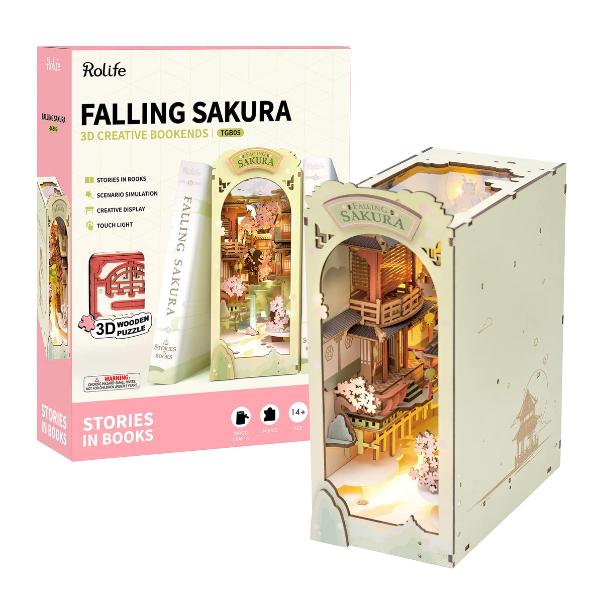 Rolife Falling Sakura shelf display as a compact centerpiece for seasonal decor