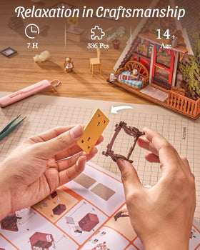 Rolife gift idea: miniature cabin as a thoughtful DIY art surprise.