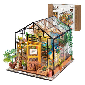 Rolife Green House dollhouse kit with LED lighting for decorative display