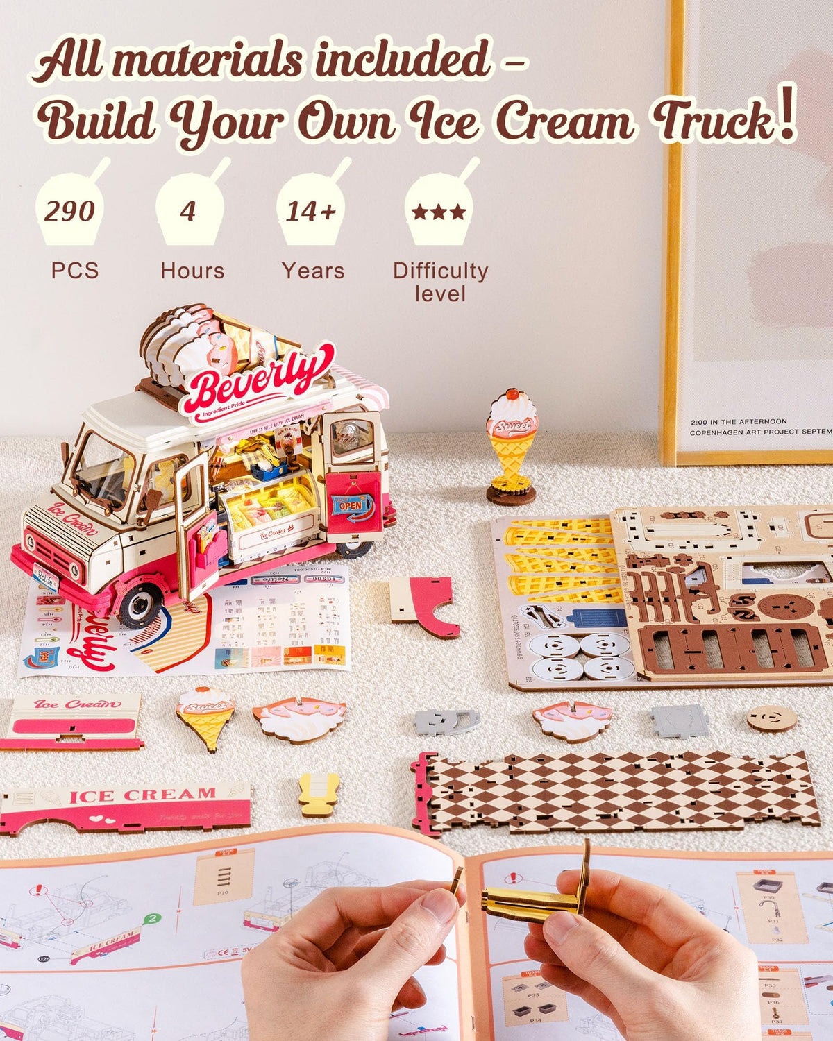 Rolife ice cream truck desk decor ready to brighten any room.