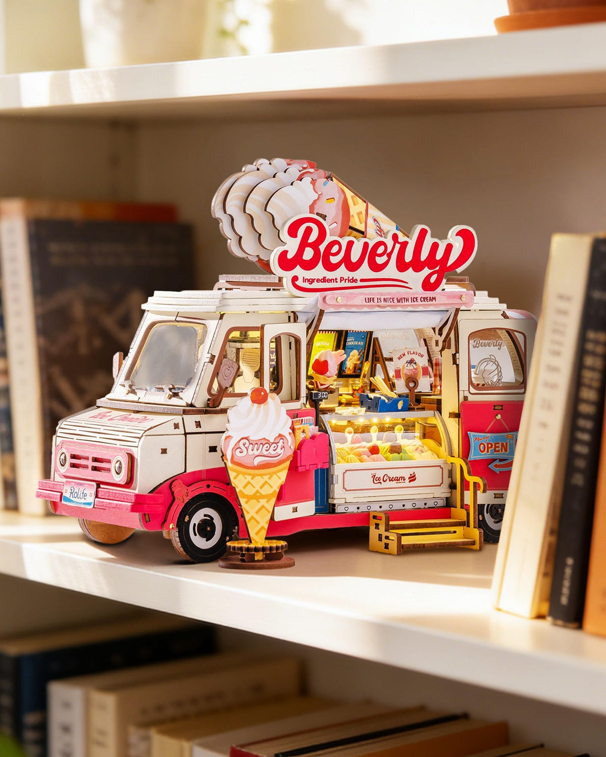 Rolife ice cream truck exterior detail showcases retro charm and signage.